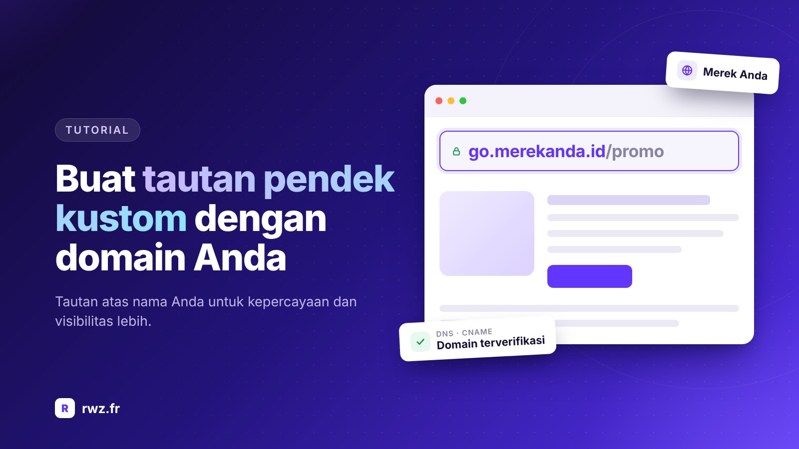 Cara membuat tautan pendek kustom dengan domain Anda sendiri